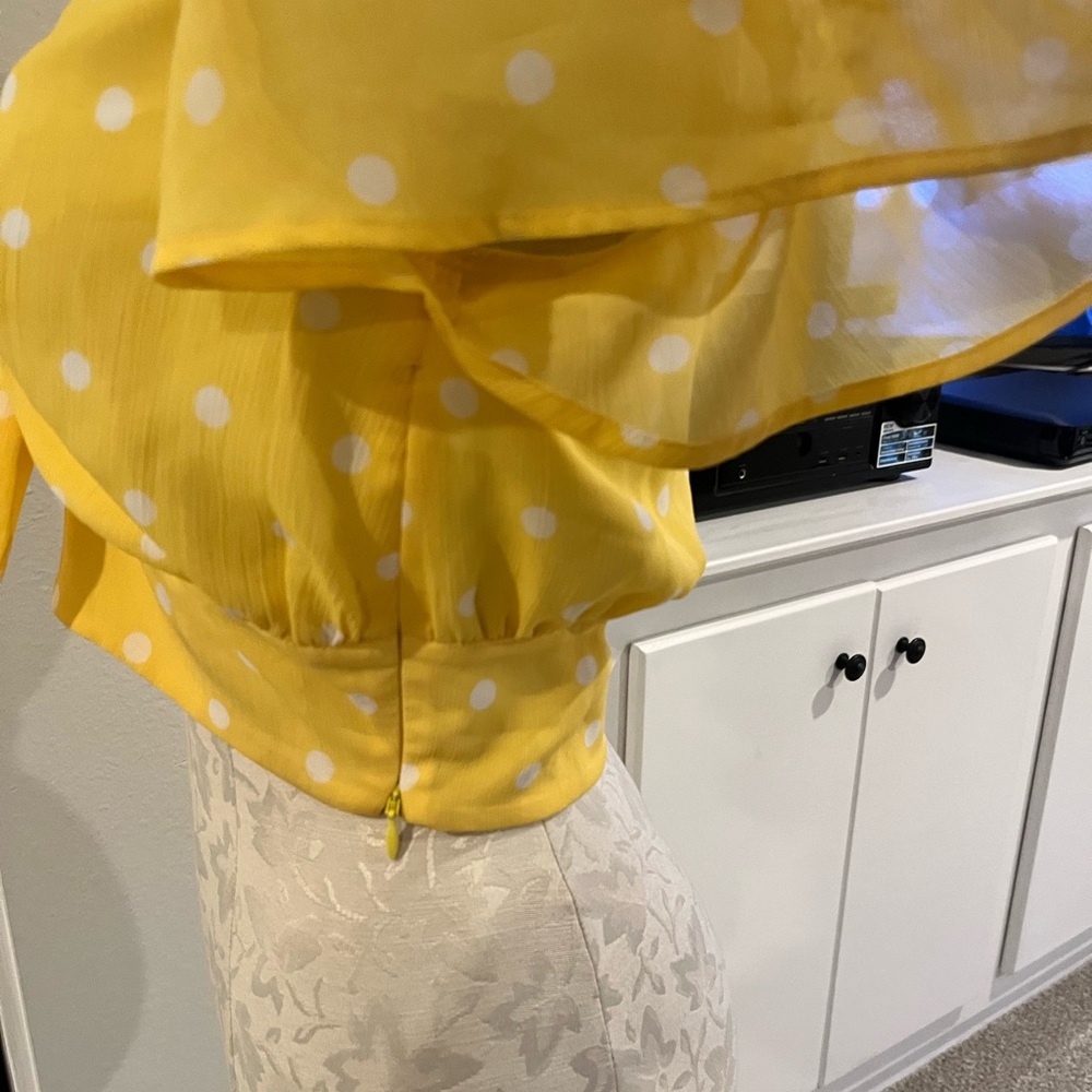 Yellow Polka Dot Tie-Front Top - Picture 3 of 6